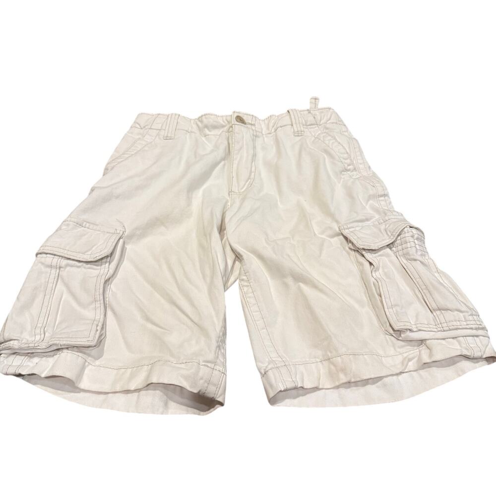 Aeropostale Authentic A87 Men's Cargo White Khaki Draw String Shorts Sz 28 FLAWS